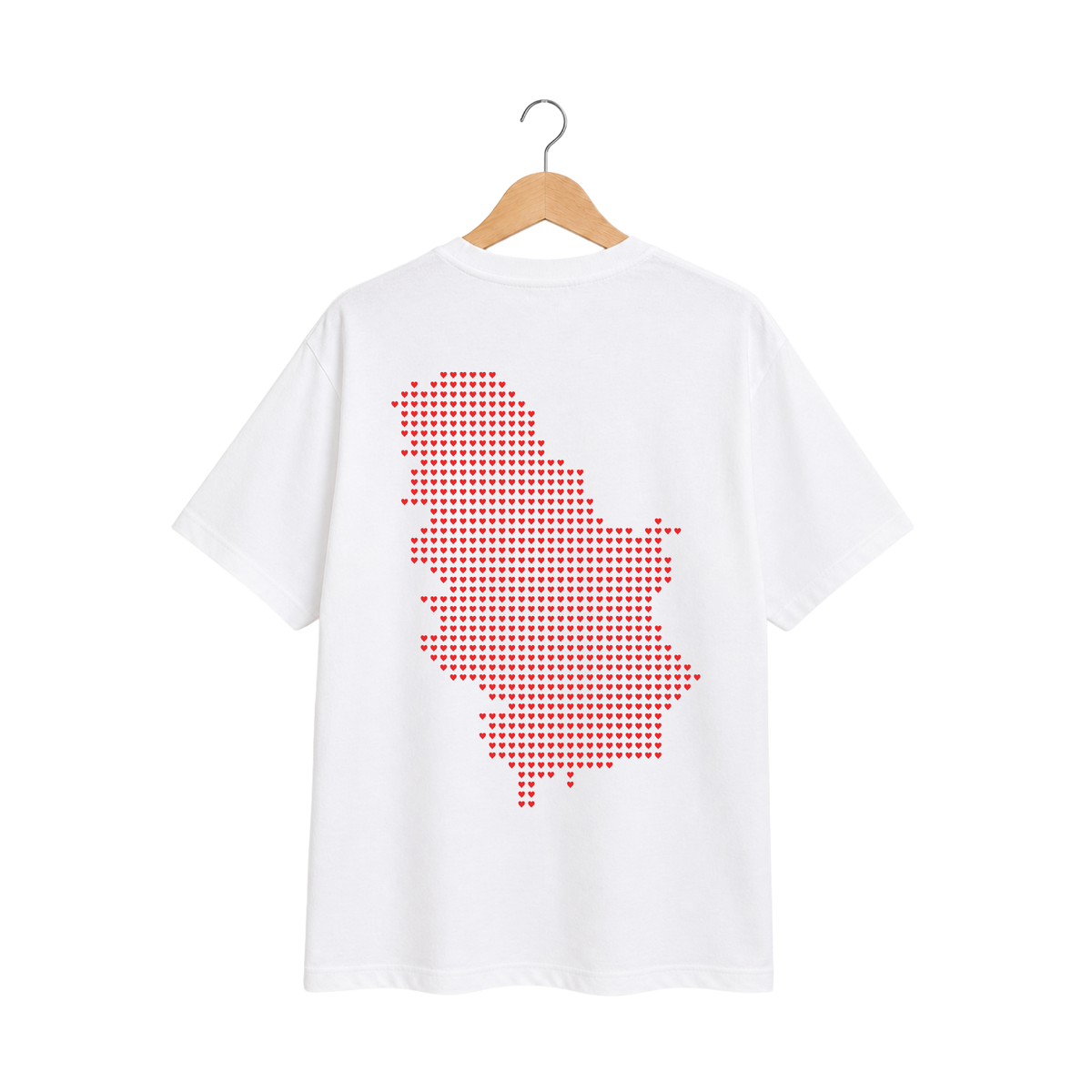 Pamučna bela majica - Mapa srca