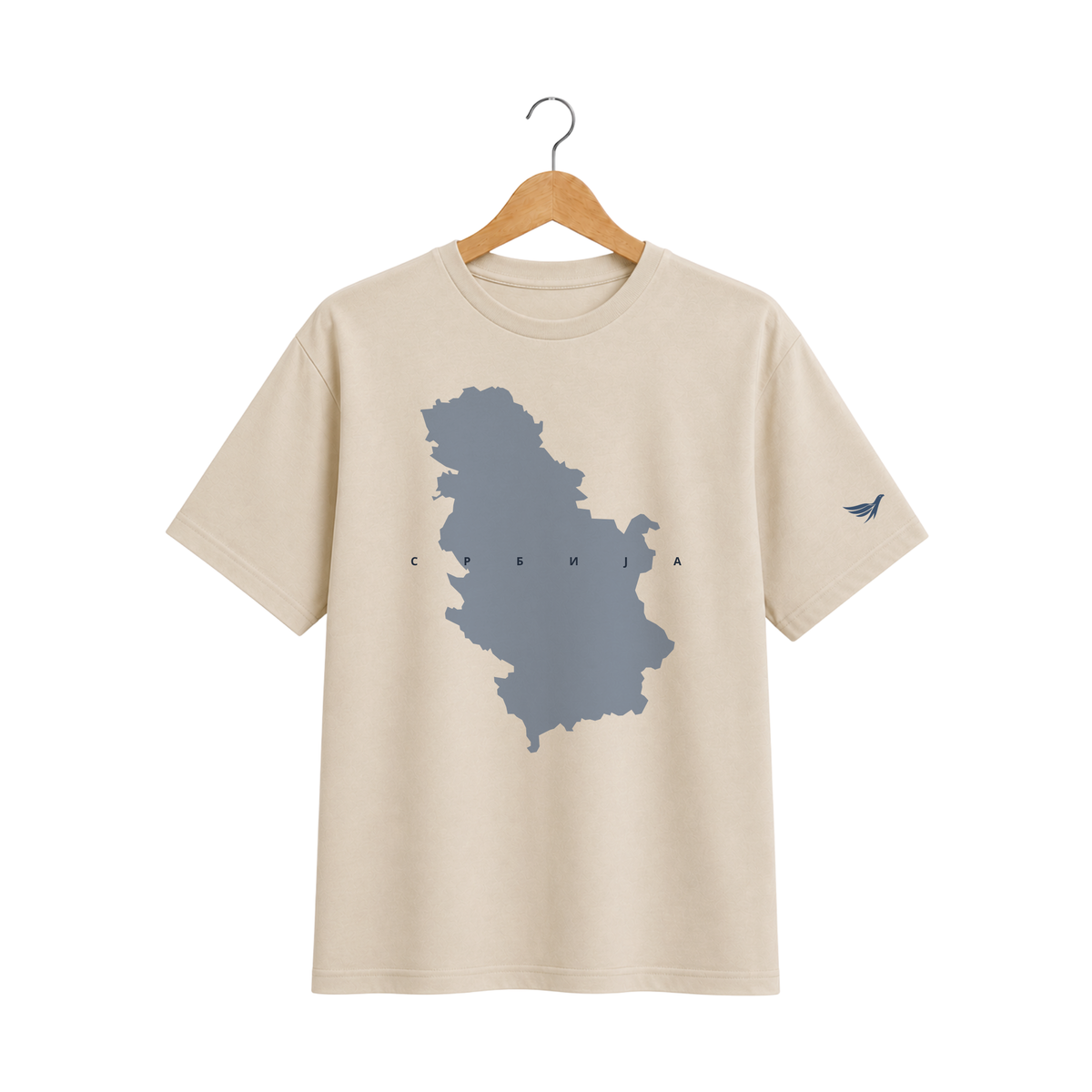 Pamučna bež majica - Mapa Srbije