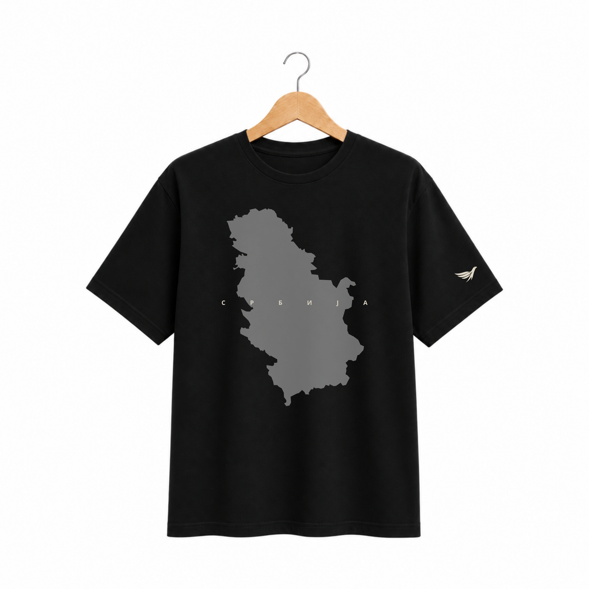 Pamučna crna majica - Mapa Srbije