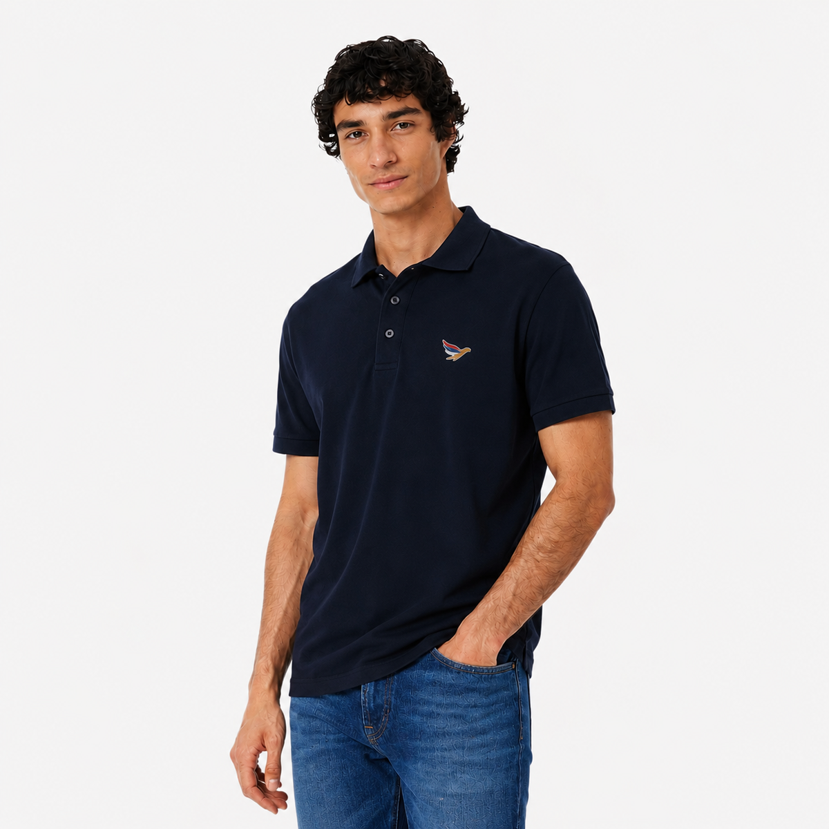 Pamučna majica Polo - Teget