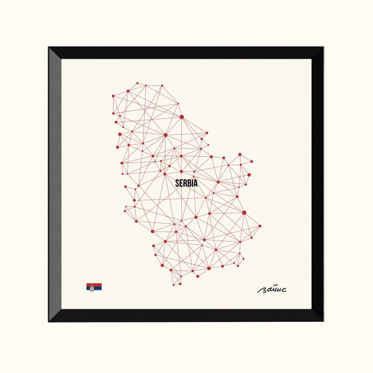 Minijatura crni ram - Mapa Srbije