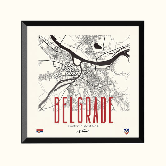 Minijatura crni ram - Belgrade mapa