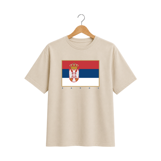 Pamučna bež majica - Zastava Srbije
