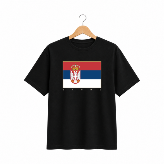 Pamučna crna majica - Zastava Srbije