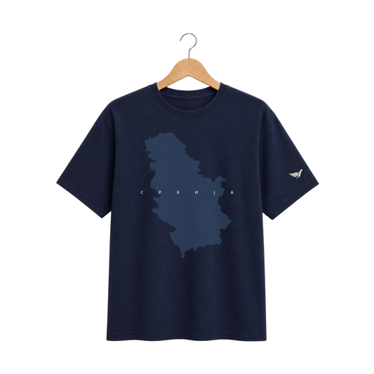 Pamučna teget majica - Mapa Srbije